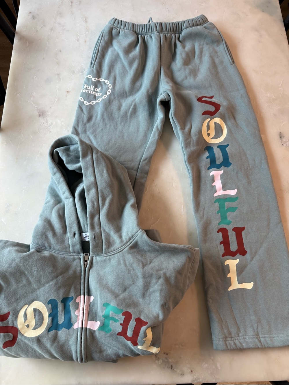 Sage Green 'Soulful' Graphic Sweatset - Cozy